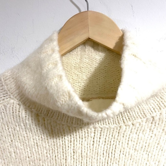 Anthropologie sweater wool blend cream mock neck soft warm xxs oversized - Picture 3 of 5